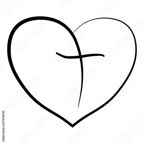 Heart with cross symbol representing love, faith, blending emotion with religious meaning