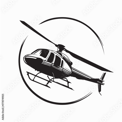 Creative Aviation Logo with Helicopter Vector Illustration on white background