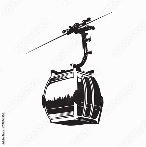 Modern Gondola Lift Cable Car Vector Illustration on white background