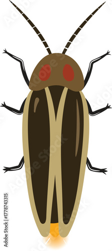 Vector Illustration of a Firefly Glowing Lightning Bug Insect Drawing for Nature, Night Wildlife, and Educational Projects