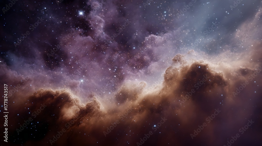 Fototapeta premium Vibrant cosmic nebula with glowing stars and swirling cosmic dust