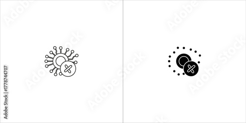 Virus particle with cross symbol