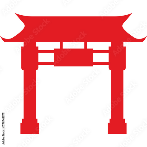 Red Chinese Gate Silhouette