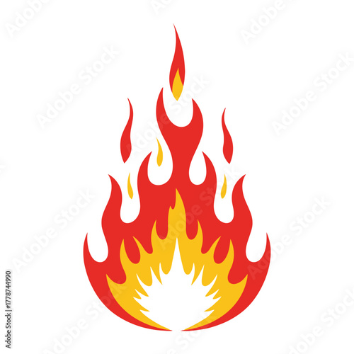 Vibrant Red and Yellow Fire Flame Graphic: Heat, Energy, Power, and Hot Symbol