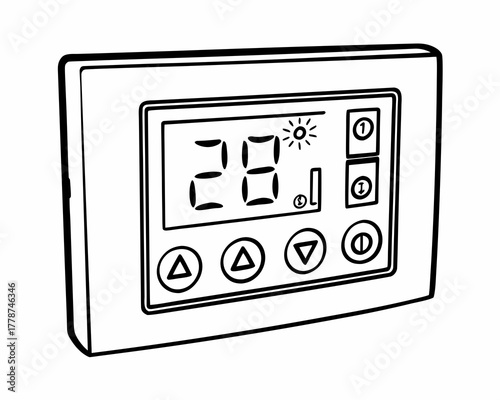 A digital thermostat display