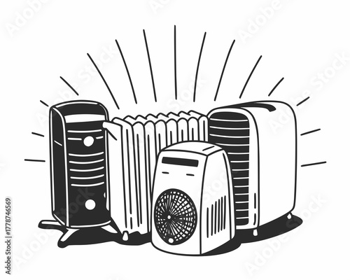 Collection of various electric heaters