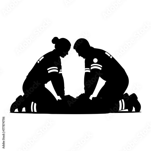 Medical professionals performing resuscitation emergency