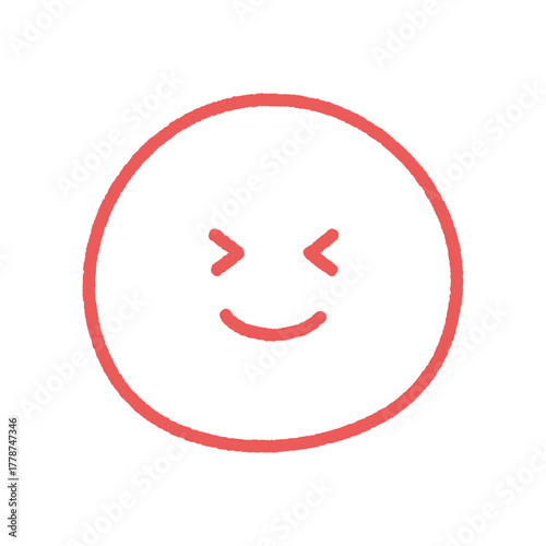 目をぎゅっとつぶって笑っている顔の絵文字 - 楽しい･嬉しい･ウケる表情の笑顔の手書きイラスト素材
