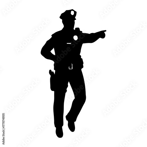 Police officer pointing direction silhouette uniform