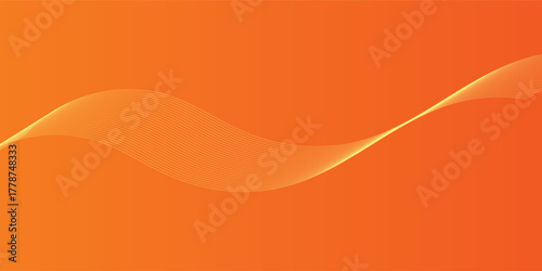 Vector abstract background with dynamic orange waves, lines and particles. Vector ilustration