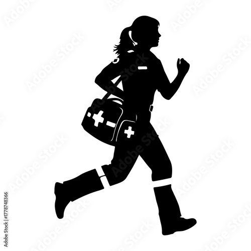 Running medic with medical bag emergency healthcare