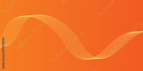 Vector abstract background with dynamic orange waves, lines and particles. Vector ilustration