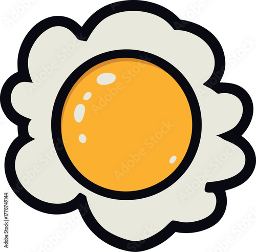 Cute Fried Egg Cartoon Vector Illustration in Flat Minimal Style