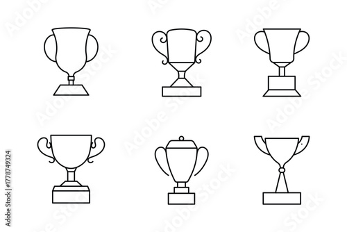 trophy line icon set with editable stroke. Outline collection of vector objects. eps 10