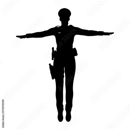 Silhouette of person in uniform with holsters vector