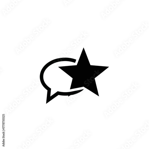 Star within a speech bubble representing communication and recognition of excellence.
