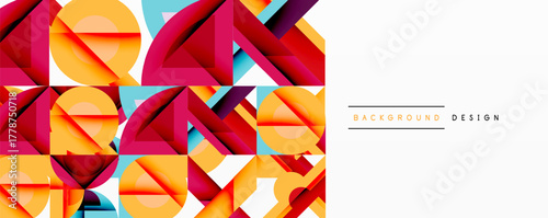 Abstract geometric pattern. Vivid colors, triangles, squares create dynamic texture. Modern design element for backgrounds.