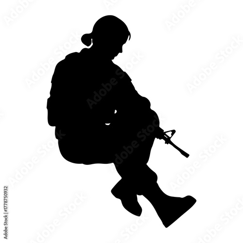 Soldier holding rifle silhouette military weapon