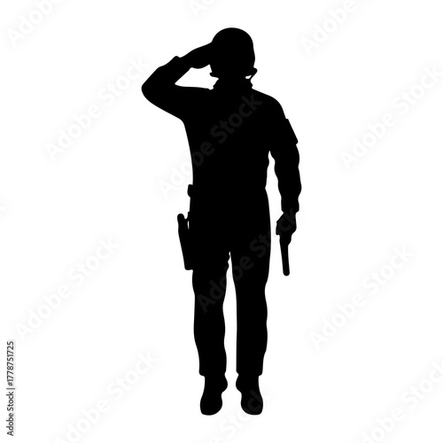 Soldier saluting with pistol silhouette salute
