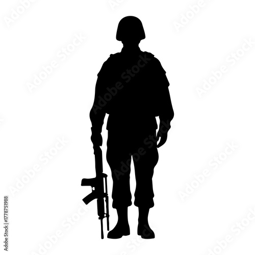 Soldier with rifle silhouette military black