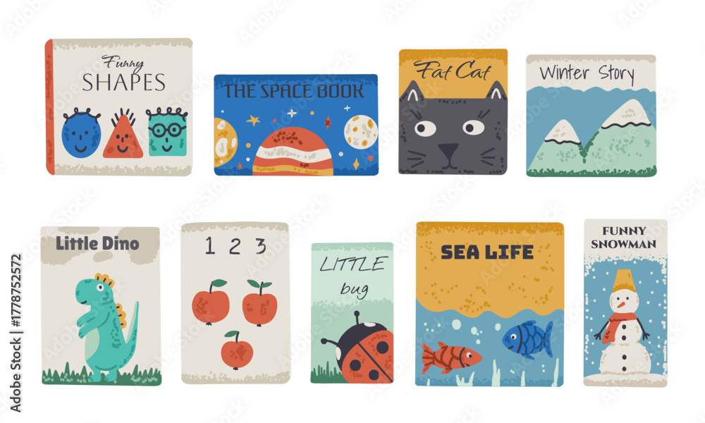 Obraz premium Books collection for children with cute cover. Kids home library