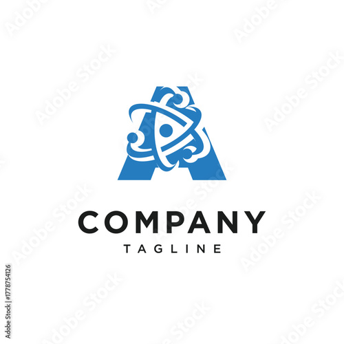 Letter A Atom Logo Icon Vector