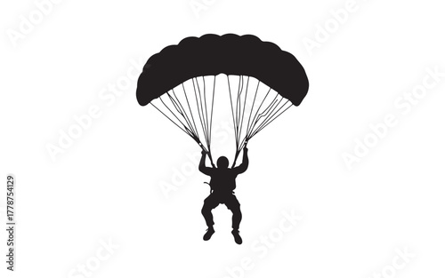 Parachute Skydiver Silhouette Illustration for Adventure and Sport Design