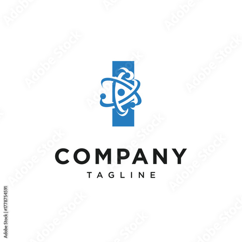 Letter I Atom Logo Icon Vector