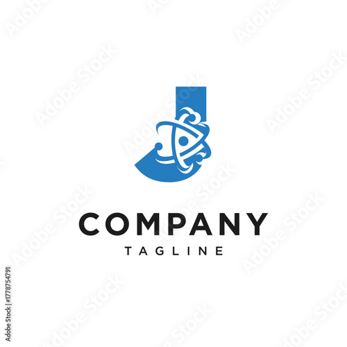 Letter J Atom Logo Icon Vector