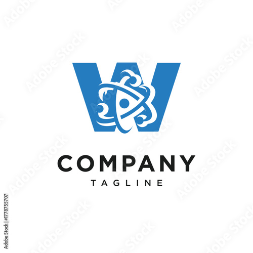 Letter W Atom Logo Icon Vector