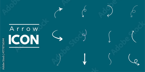 Hand drawn arrow icon set white curved direction pointers on dark background vector illustration
