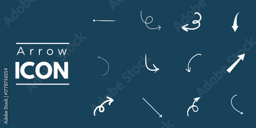 Hand drawn arrow icon set white curved direction pointers on dark background vector illustration