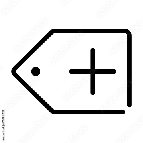 Price tag with plus symbol to create new labels or add product tags.