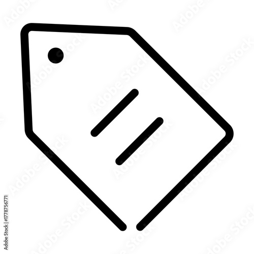 Price tag icon with two lines for product details, categories, or item descriptions.