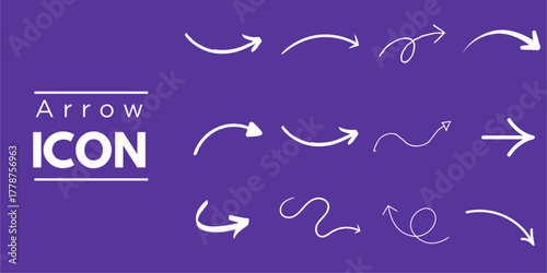 Hand drawn arrow icon set white doodle direction symbols on dark background vector illustration