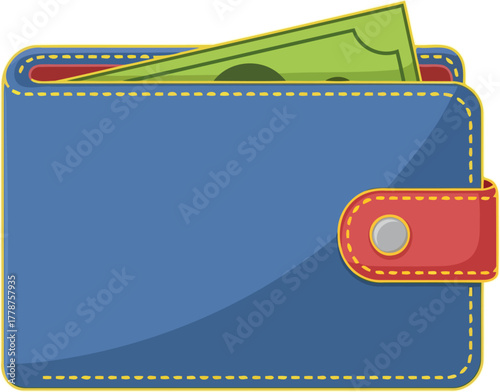 pocketing potential blue wallet with securely tucked cash for future endeavors, isolated on transparent background