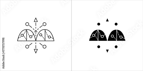 Abstract representation of data distribution and analysis with circles and lines