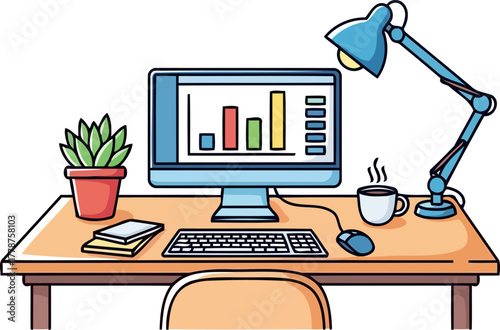 the analytical sanctuary a dedicated workstation for digital productivity and insightful data, isolated on transparent background