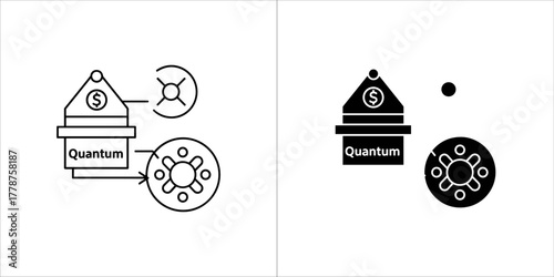 Quantum computing concept with dollar sign and gears