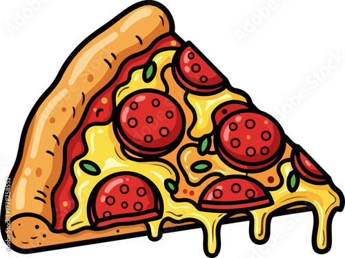 classic slice of happiness gooey cheese and zesty pepperoni for instant delight, isolated on transparent background