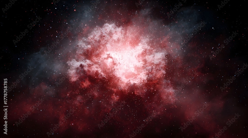 Fototapeta premium A cosmic explosion of a vibrant nebula with radiant light and a field of distant stars