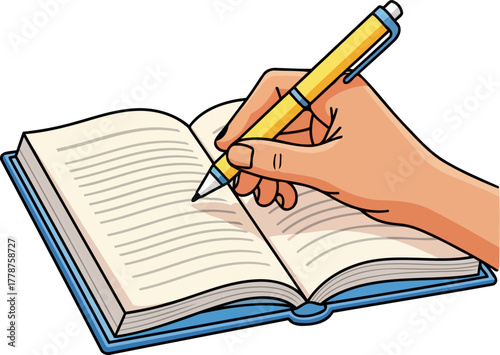 crafting narratives a hand brings stories to life on blank pages, isolated on transparent background