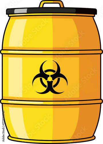 critical alert biohazard symbol on sealed barrel signals potent contamination risk, isolated on transparent background