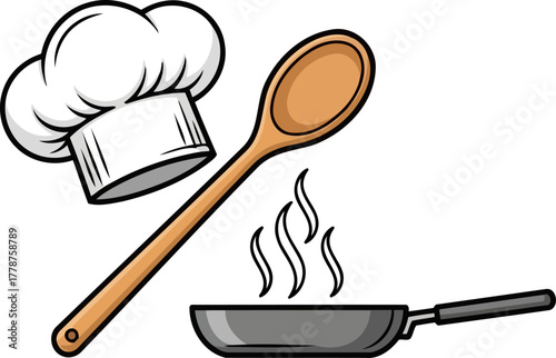 culinary journey begins chefs hat, spoon, and pan ready for delicious meals, isolated on transparent background