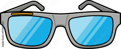 fresh perspective glasses illustrated modern eyewear with cool blue lenses for clarity, isolated on transparent background