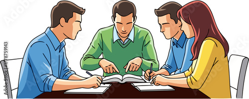 focused minds unite collaborative learning sparks innovation and shared understanding, isolated on transparent background