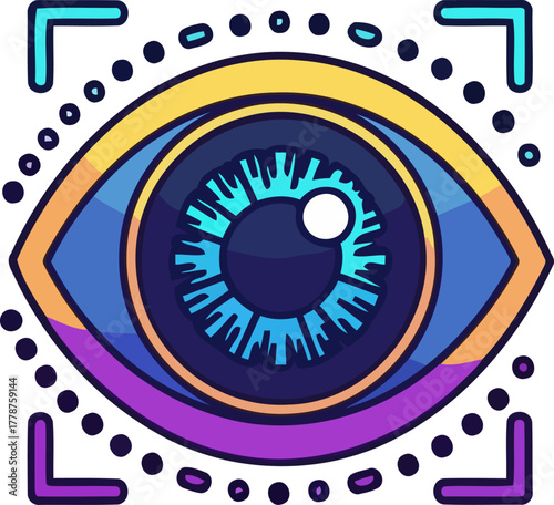 future sight decoding information through dynamic digital eye scans, isolated on transparent background