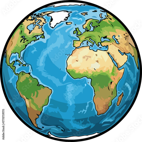 global tapestry a richly illustrated world highlighting our interconnected continents, isolated on transparent background