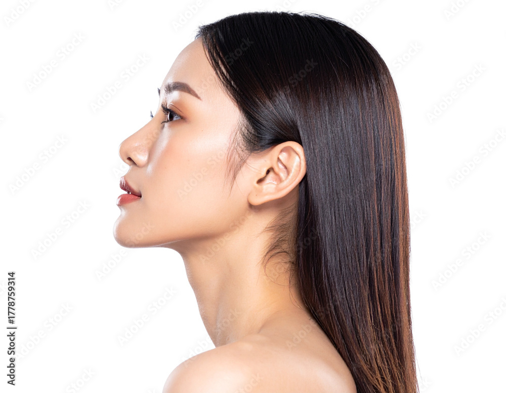 Fototapeta premium Realistic Human Head Side Profile with Subtle Lighting – Beauty and Health Concept PNG