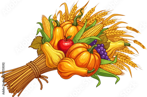 golden harvest bounty natures rich autumn offering for celebration and gratitude, isolated on transparent background